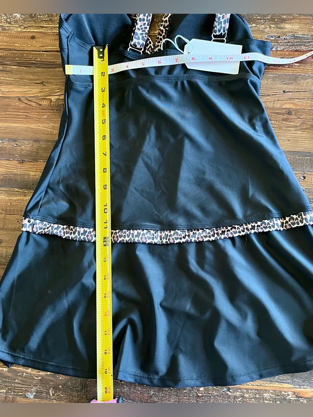 Black Swim Dress with Leopard Trim Includes black bottoms Sz M NWT - Picture 9 of 13